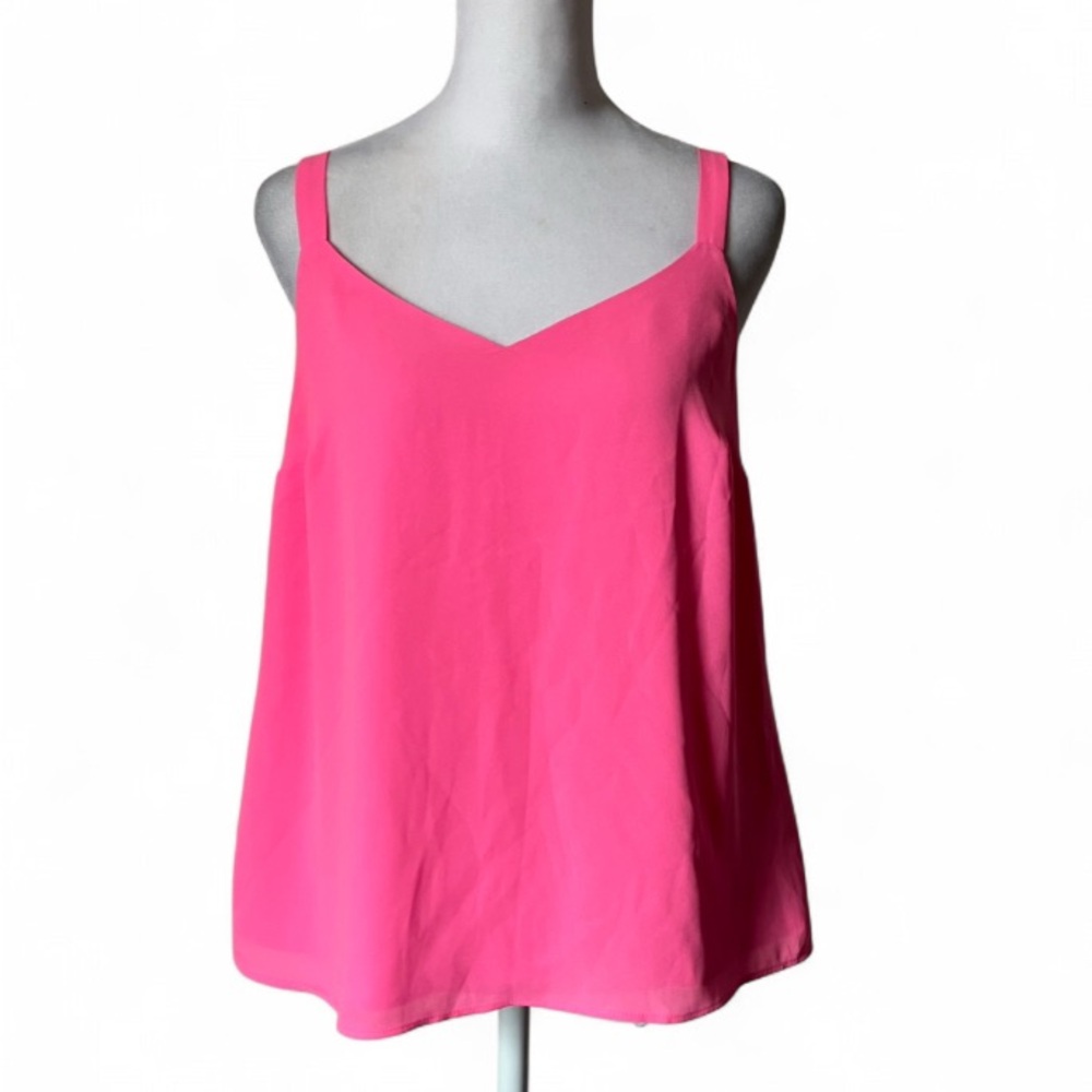 Lilly Pulitzer Hot Pink Nadia Satin Relaxed Fit Cami Tank Top size XS - Picture 2 of 7